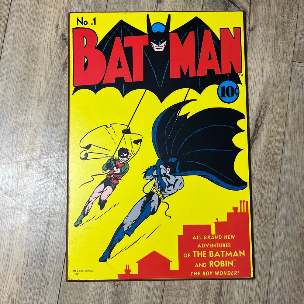 DC Comics Silver Buffalo Batman and Robin Wood Sign